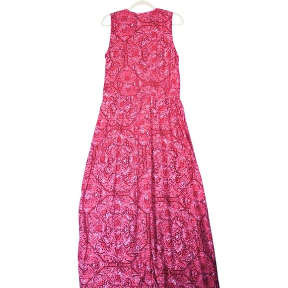 Faded Glory Maxi Dress Womens 2X Pink Abstract T Shirt Crochet Boho Flowy - Picture 6 of 11